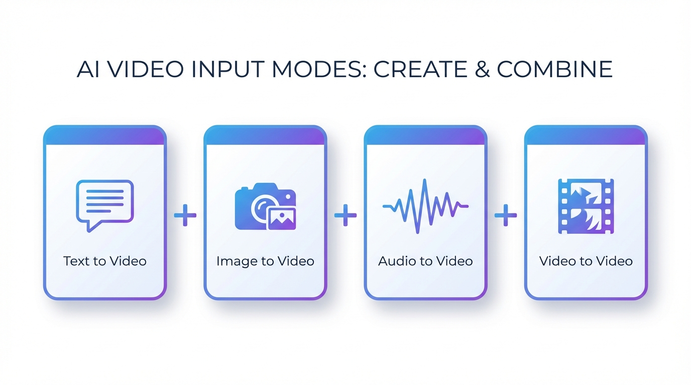 Four input modes for AI video generation text image audio and video reference